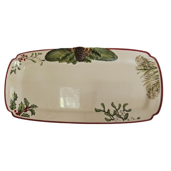 Heritage Rectangular Serving Platter 14.5" Christmas holiday pinecone charcuteri - Picture 10 of 10